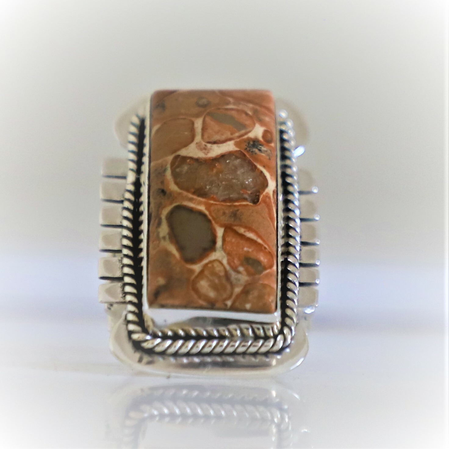 MOOKAITE CORAL NATURAL GEMSTONE 925 SOLID STERLING SILVER HANDMADE JEWELRY RING
