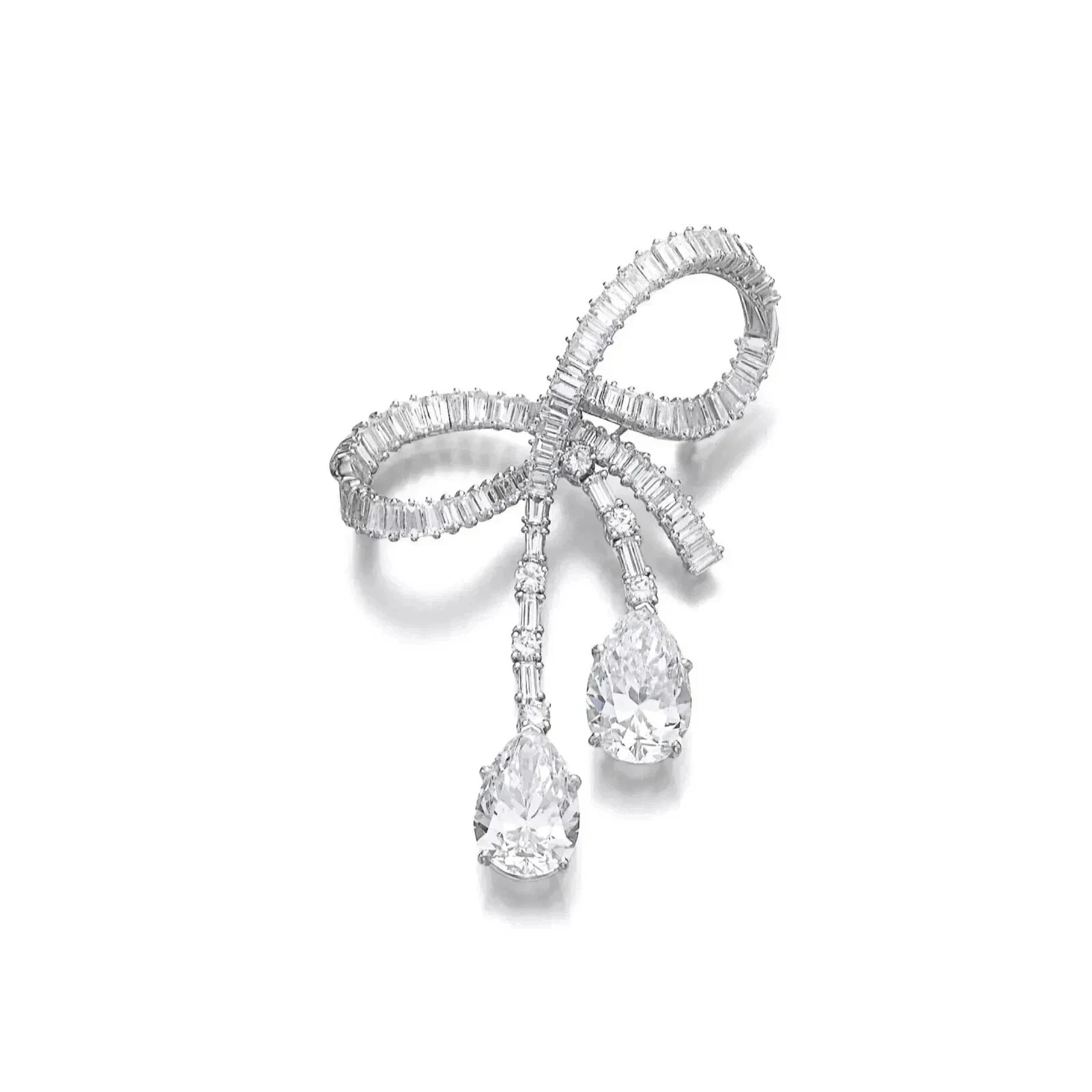 3Ct Pear Cut Lab Created Diamond Women’s Brooch Pin 14K White Gold Plated Silver