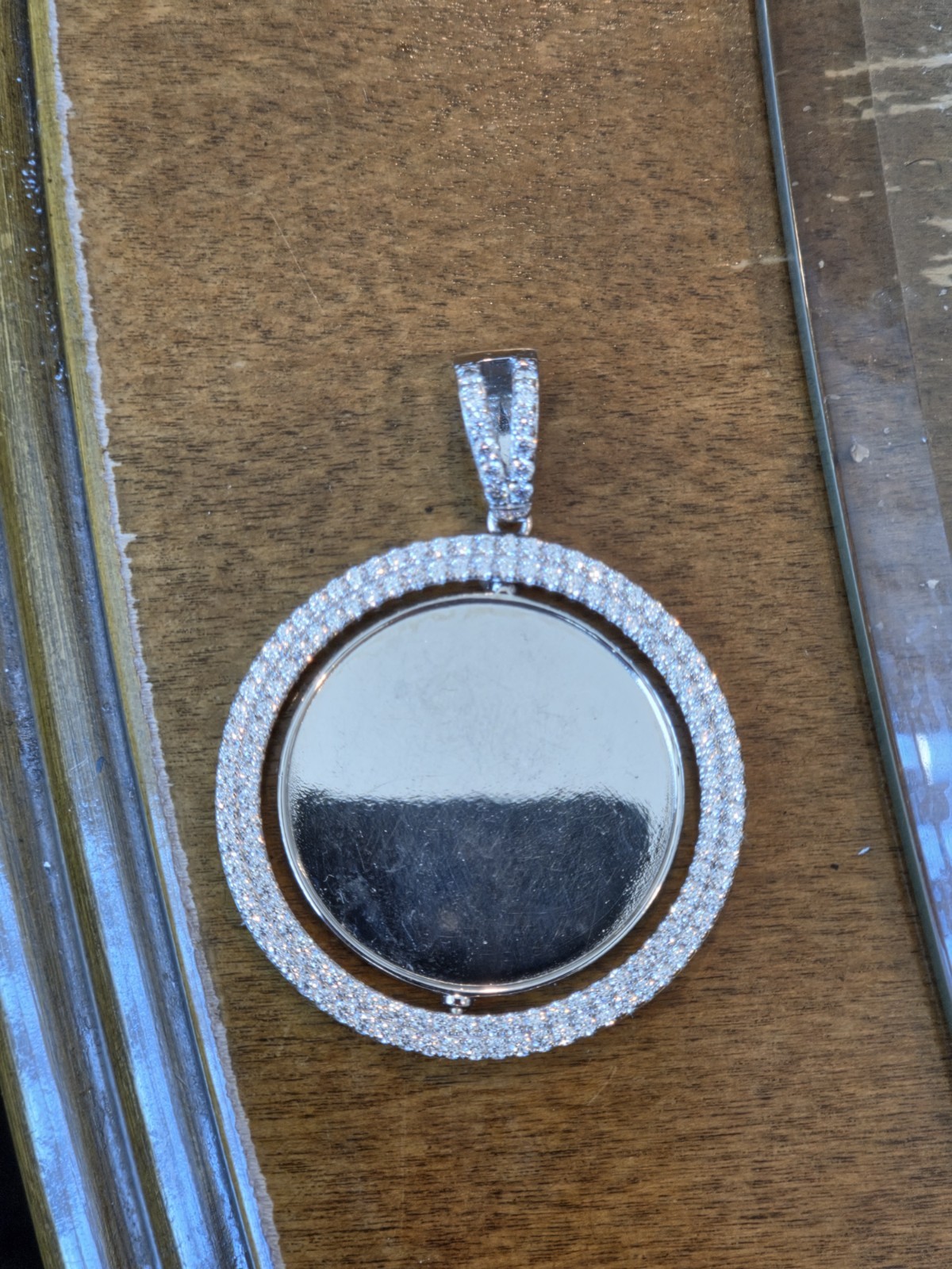 Real Sterling Silver 925 Round Pendant w/ Bail Silver Tone 18.40g