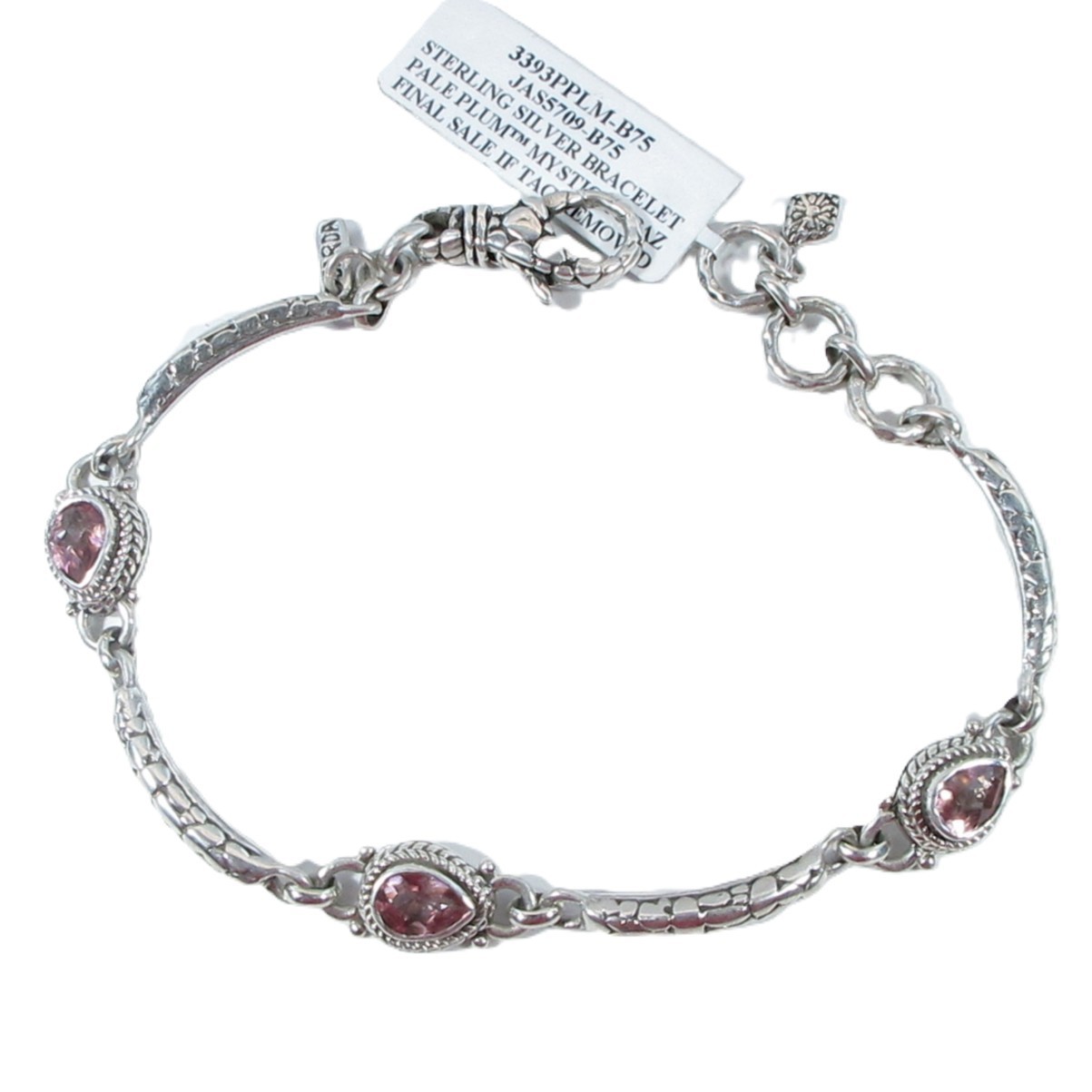Sarda Sterling Silver & Pale Plum Mystic Topaz Wish Bracelet Size 7.5″-8.25″