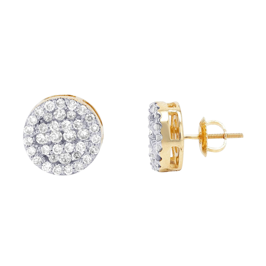 0.35 Ct Natural Round Cut Diamond Cluster Stud Earrings 10k Yellow Gold 9MM