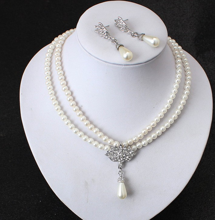 7-8mm south sea white pearl dangel earring & necklace