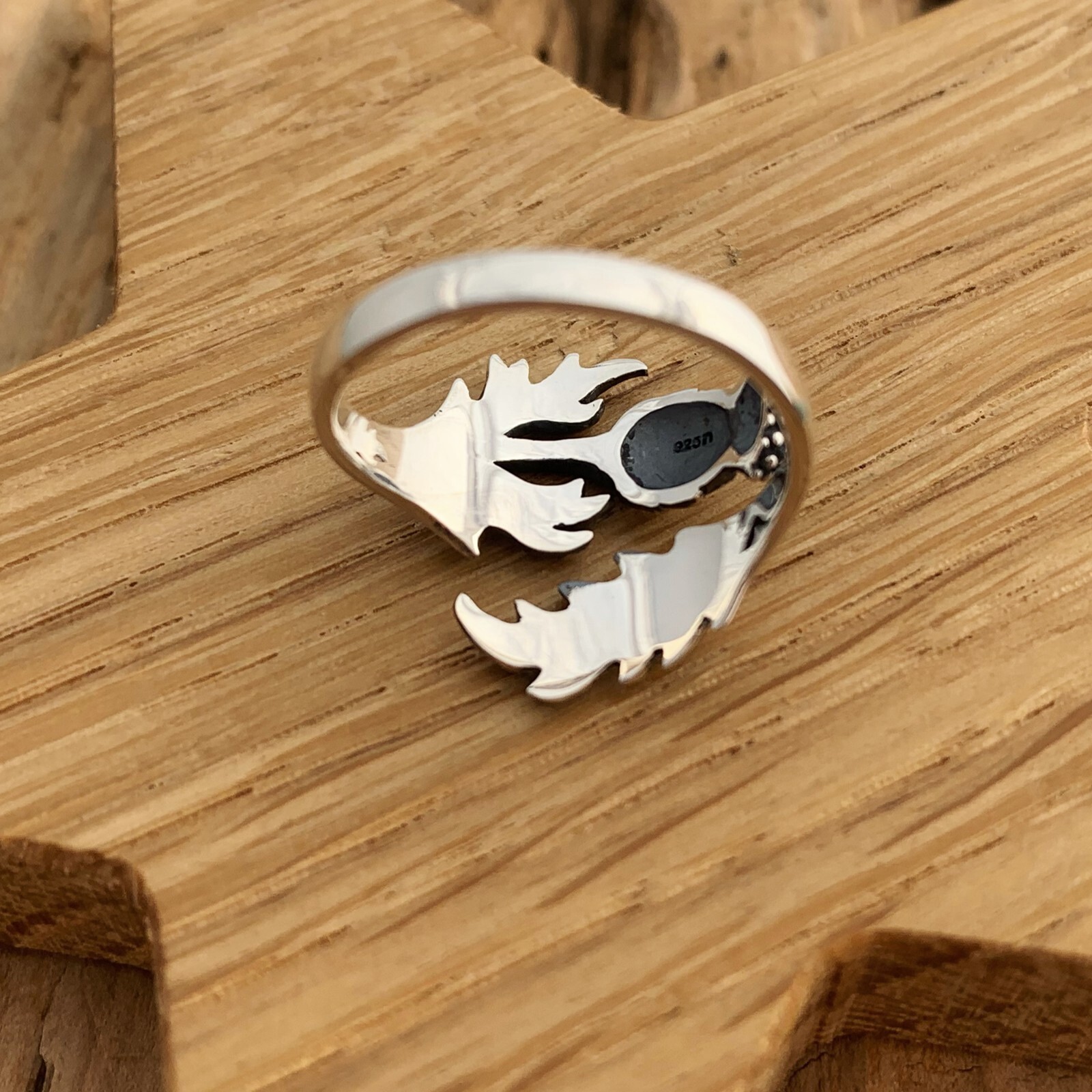 Thistle Ring Adjustable Sterling Silver Scottish Flower Herb Of Witches Amulet