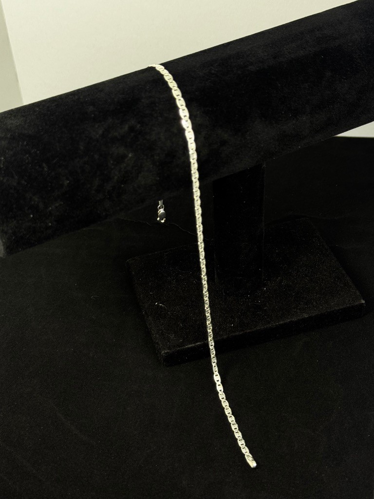 Sterling Silver Mariner Link brazalet 12 Inch 2.6mm Diamond Cut 2.7g