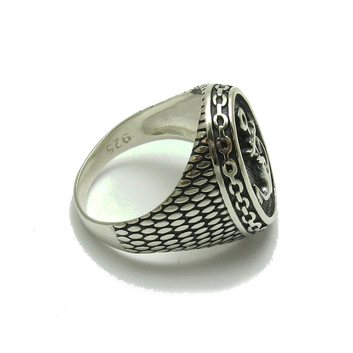 Genuine Sterling Silver Mens Ring Anchor Punished Solid 925 Handmade