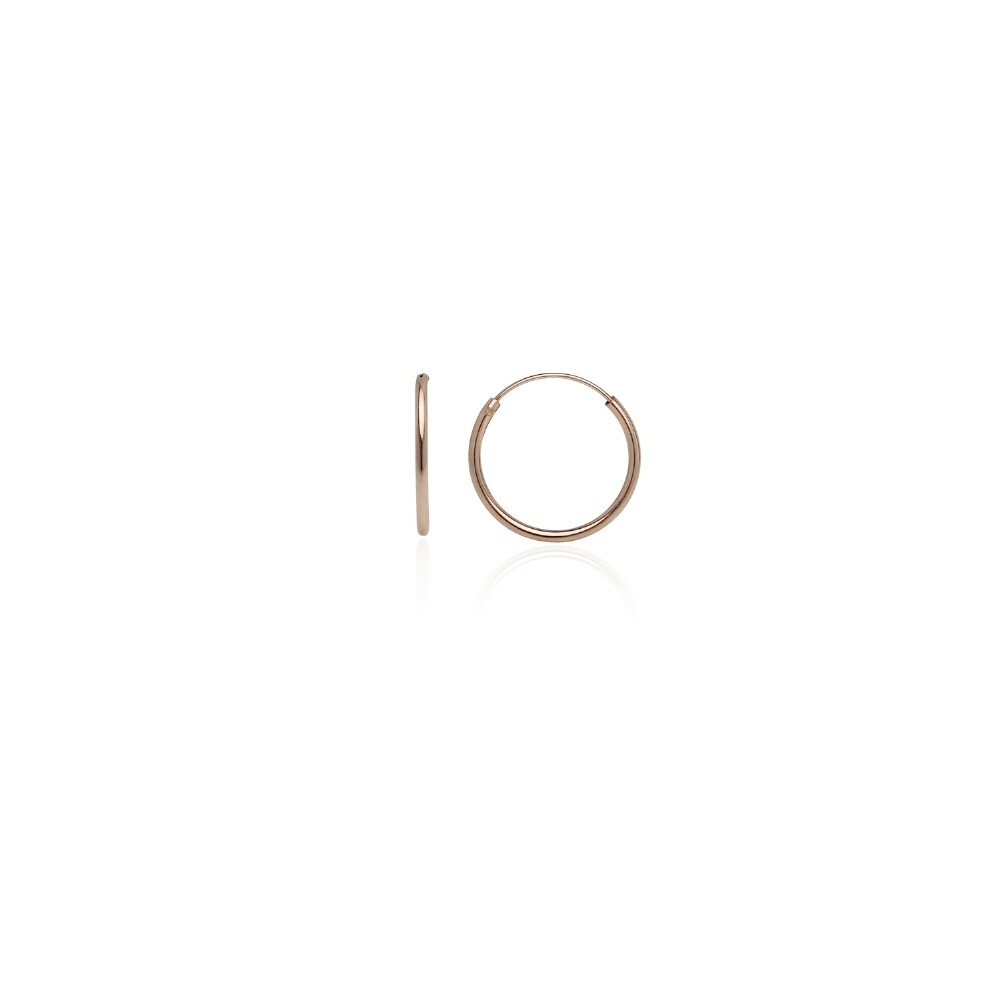 Rose Gold Tone over Sterling Silver 1.2mm Endless Hoop Earrings, 12mm