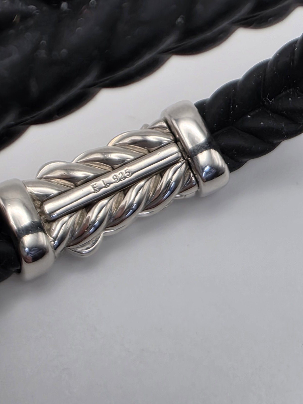 BLACK RUBBER STERLING SILVER 925 RUBY BRACELET