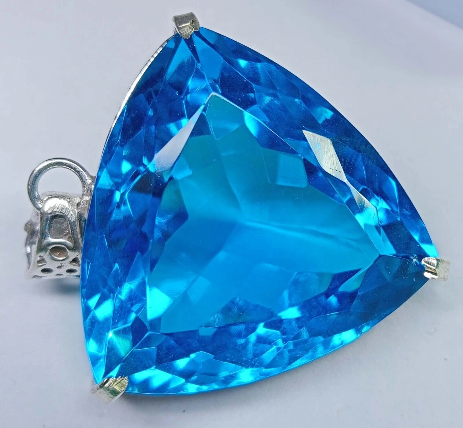 Blue Topaz Pendant Trillion Cut 120+ Ct Natural VVS Loose EGL Certified Gemstone