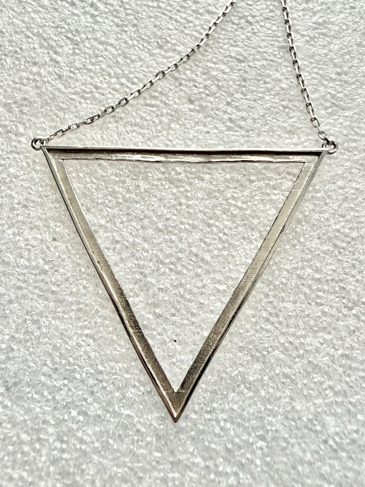925 Sterling Silver Fixed TRIANGLE Pendant Geometric 16-18” Necklace 3.05 Grams