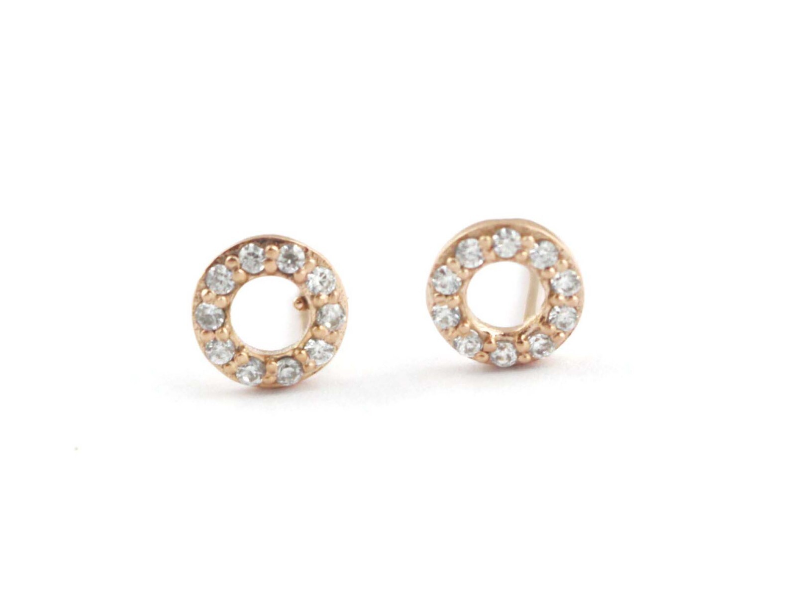 925 Sterling Silver Hollow Circle Gemstone Dainty Karma Stud Earrings For Women