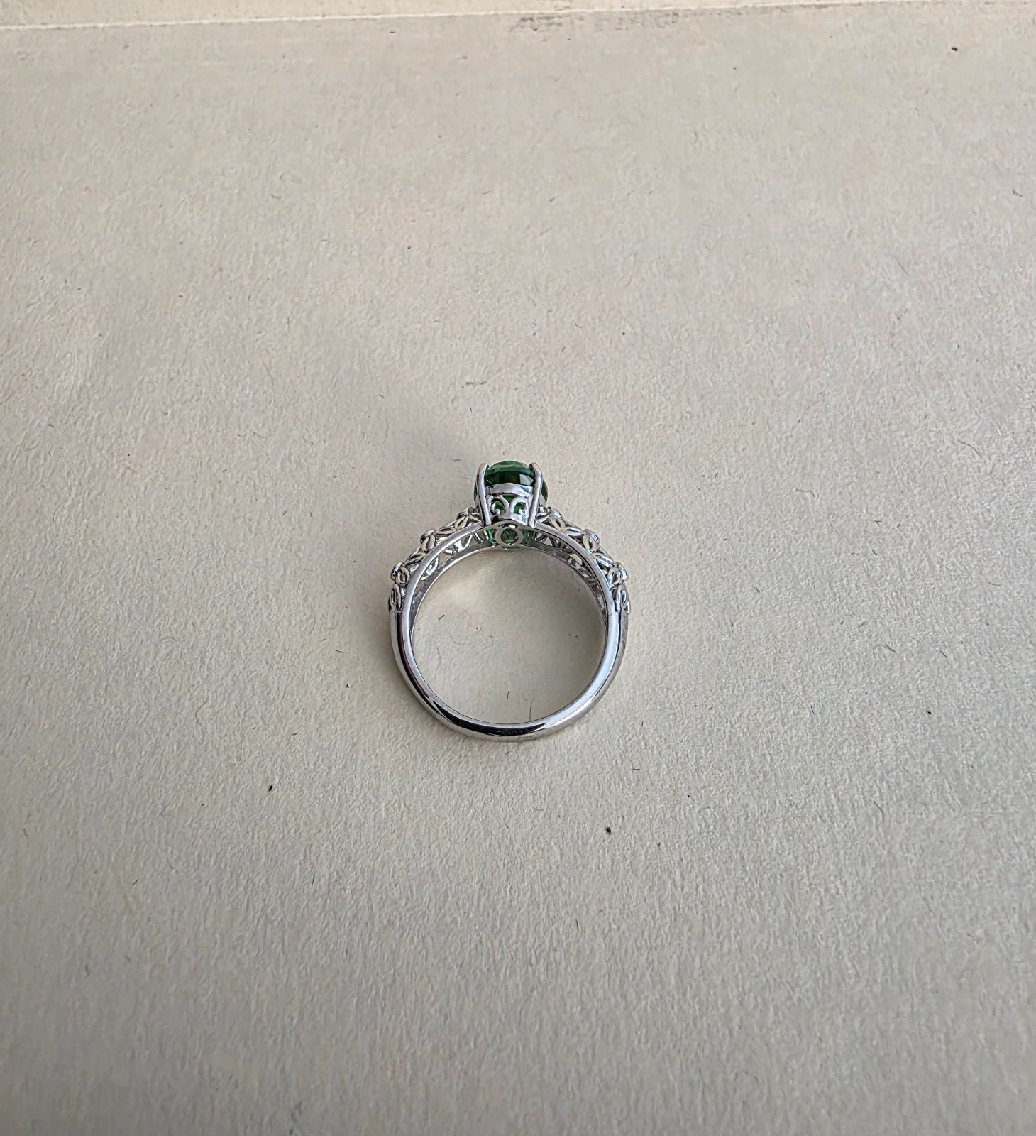 Chartreuse Quartz White Zircon Plat Over Sterling Silver Ring (Size 10) 3.00 Cts