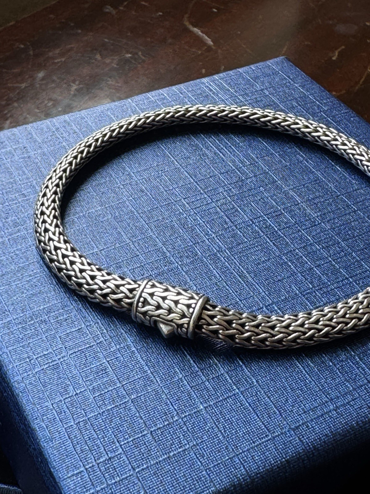 John Hardy Icon Bracelet 925 Sterling Silver Braided Chain Push Lock 7.6-8″