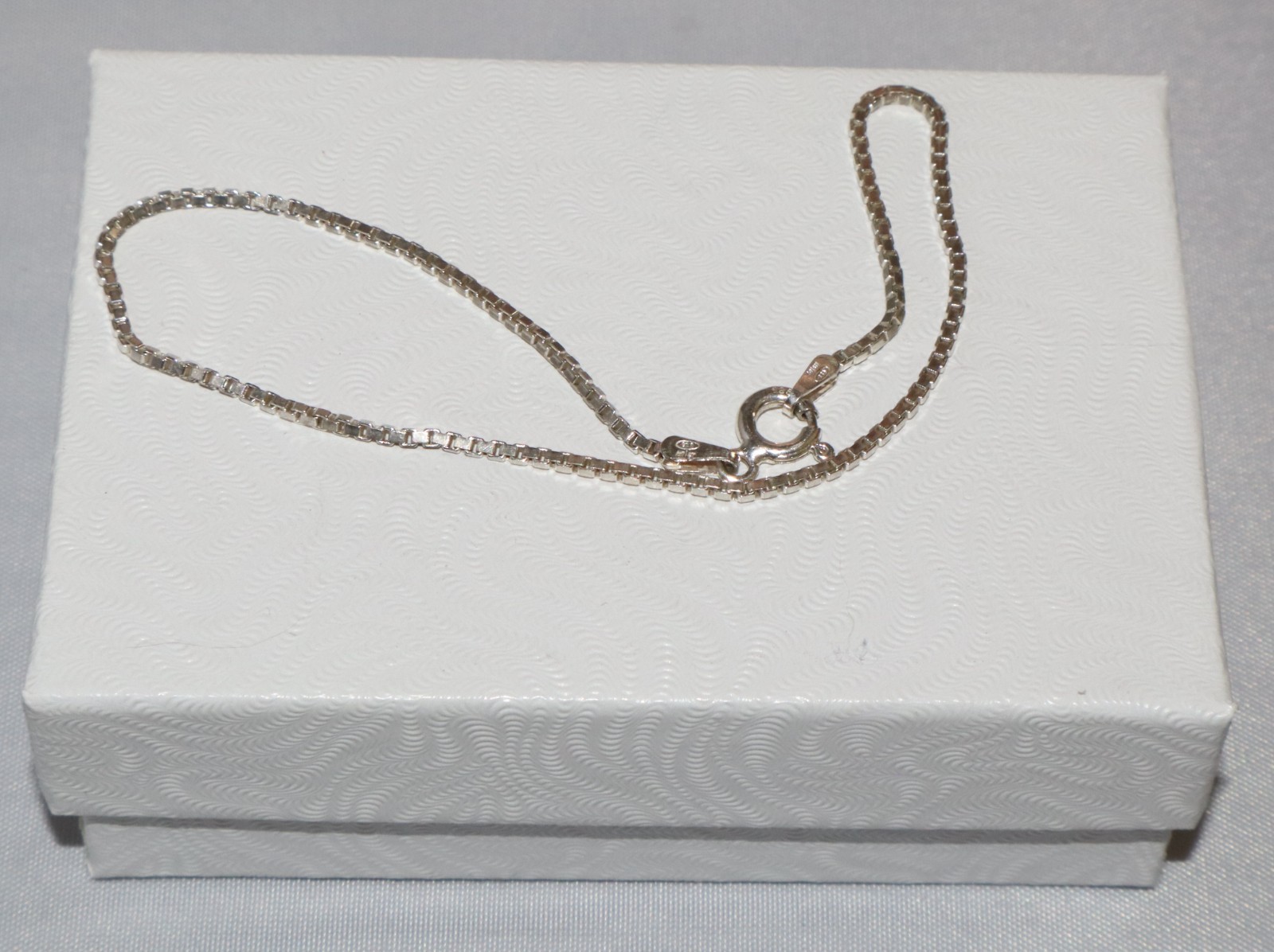 Sterling Silver Petite Box Chain “Italy” 1mm Bracelet 2 grams 8 inches