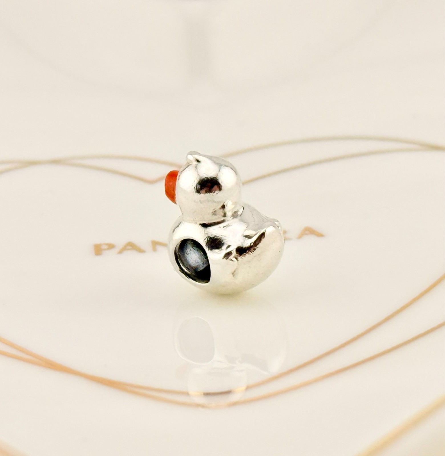 New Genuine Authentic Pandora Silver Polished Rubber Duck Charm ~799554C01