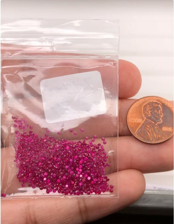 Dainty Synthetic 1mm Round Ruby Loose Stone 25pice Lot Use For Pendant Silver
