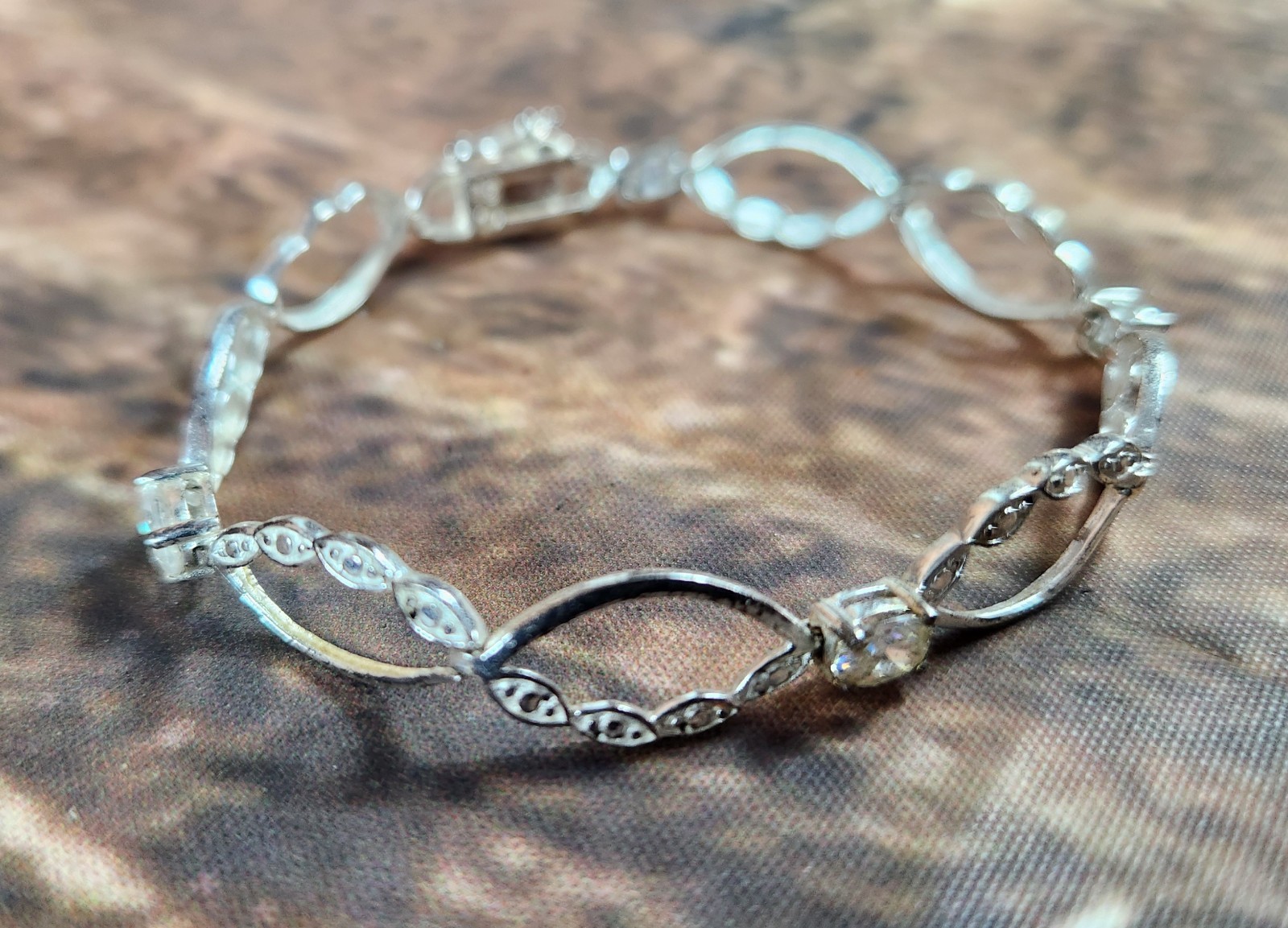 SU 925 Sterling Silver CZ Infinity Lace Bracelet 7″ Wedding Jewelry FREE SHIP
