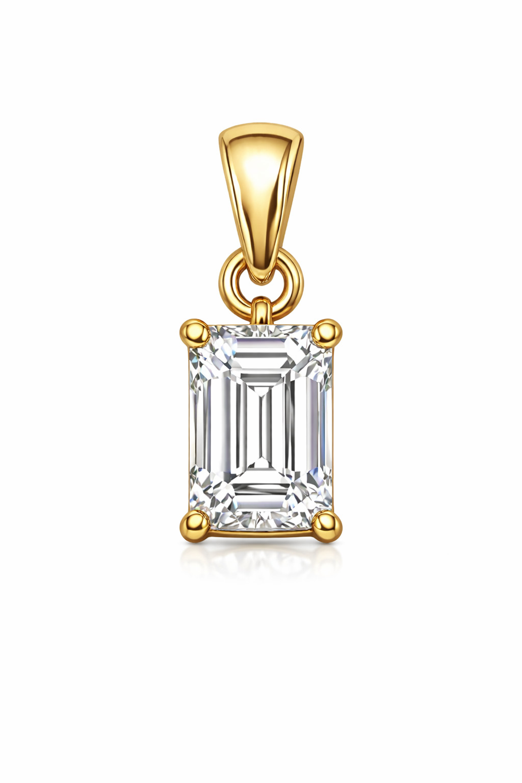1 Ct 14k Yellow Gold Solitaire Pendant with Bail in Emerald Lab Grown Diamonds