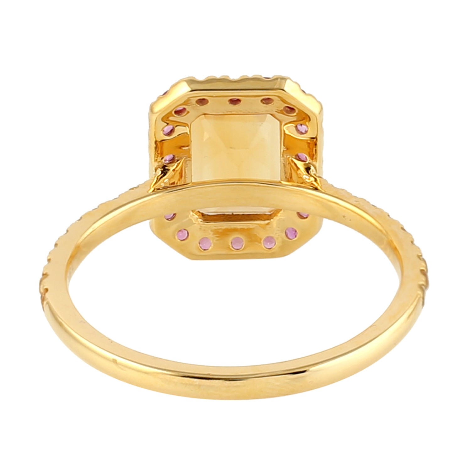Citrine Pink Sapphire 18k Solid Yellow Gold Yellow Gemstone Ring Engagement Ring