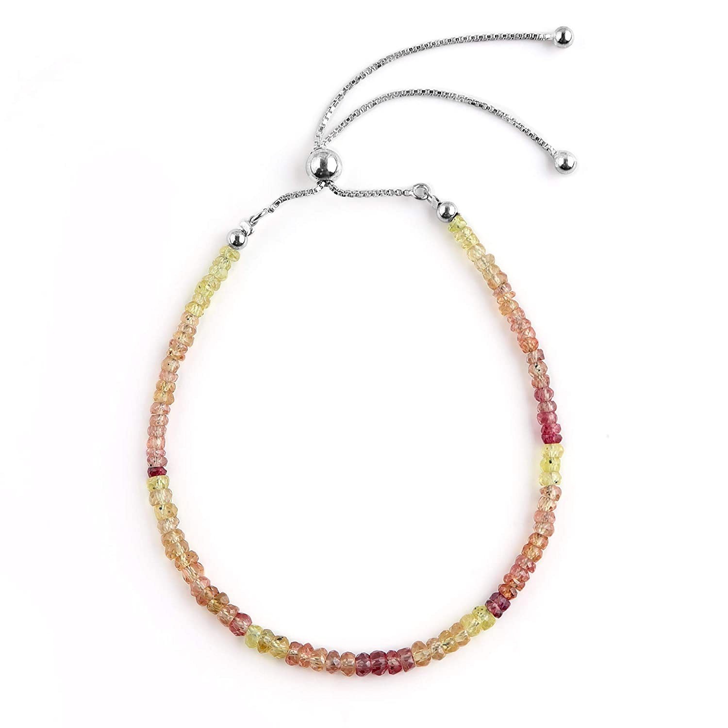 AA+ Natural Yellow Sapphire Beads Bolo Adjustable Bracelet In 925 Silver Jewelry