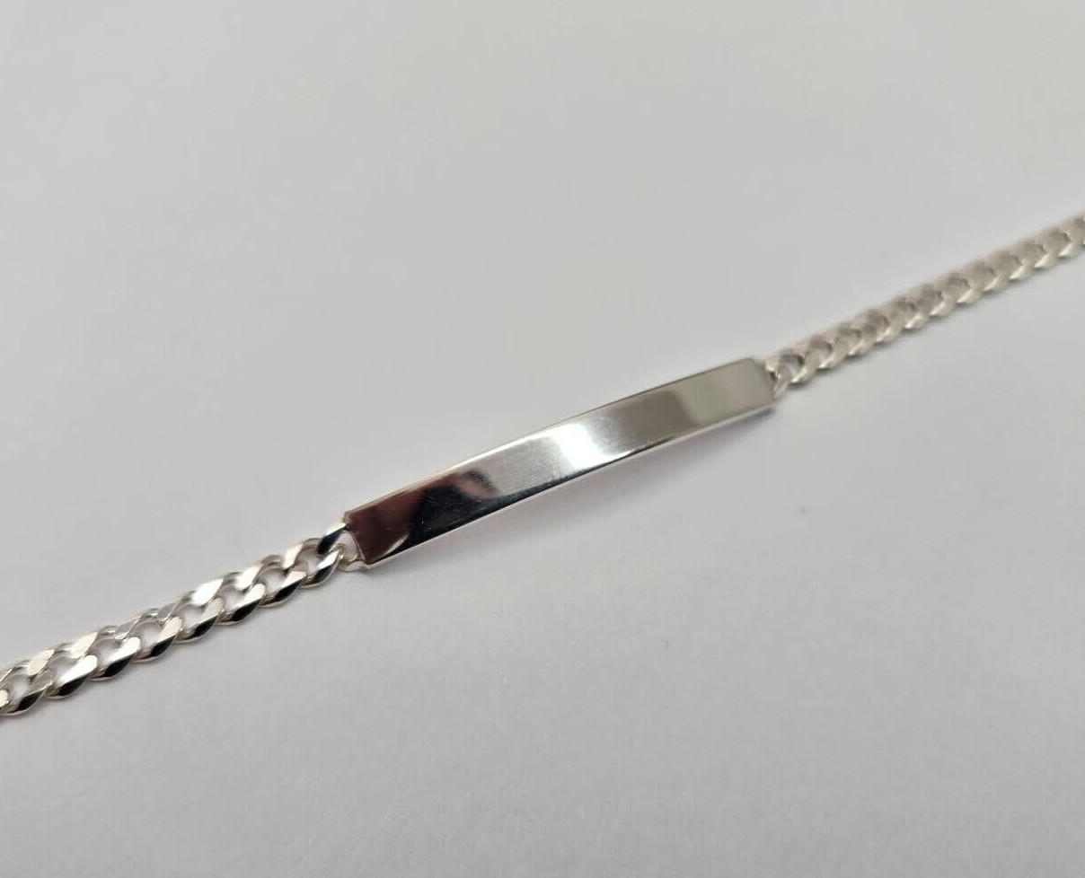 925 Sterling Silver Personalized Custom Engraved Curb Link ID Bracelet 3.5mm