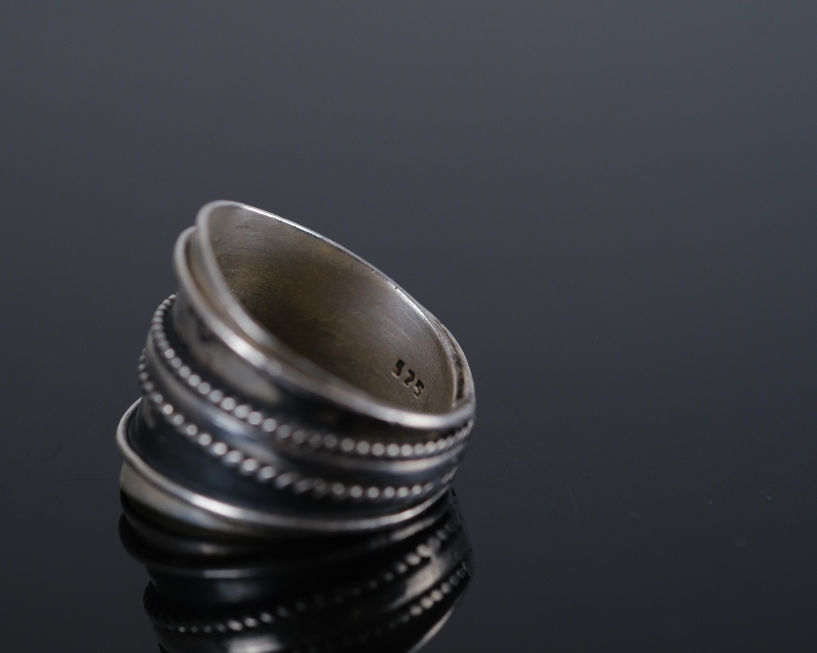 Handmade Silver Ring 2.1cm Wide 925 Silver Size 62 Vintage Second Hand Jewellery