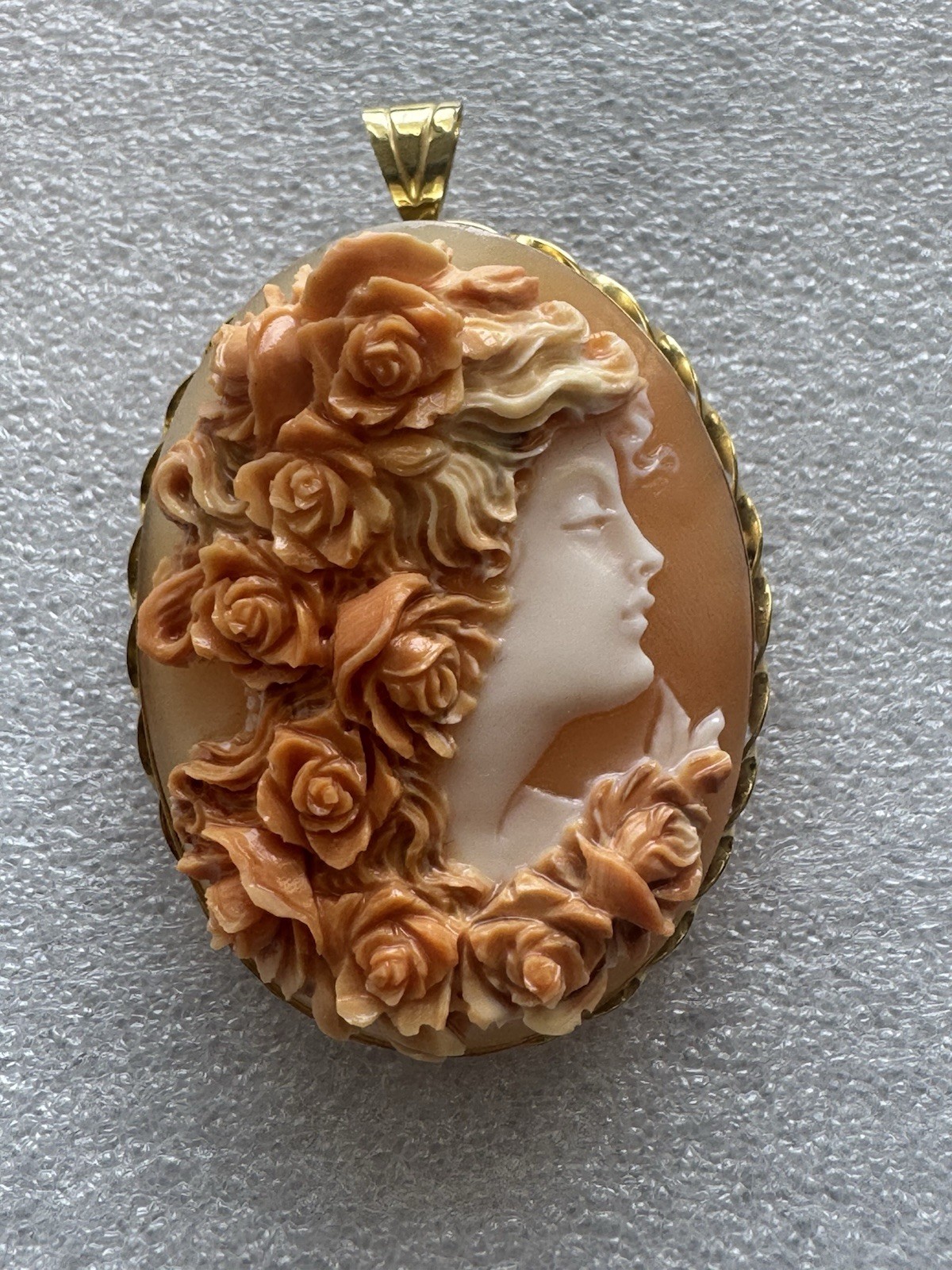 Amazing Shell Cameo “Flora” Silver 925 Mounted Free Shipping