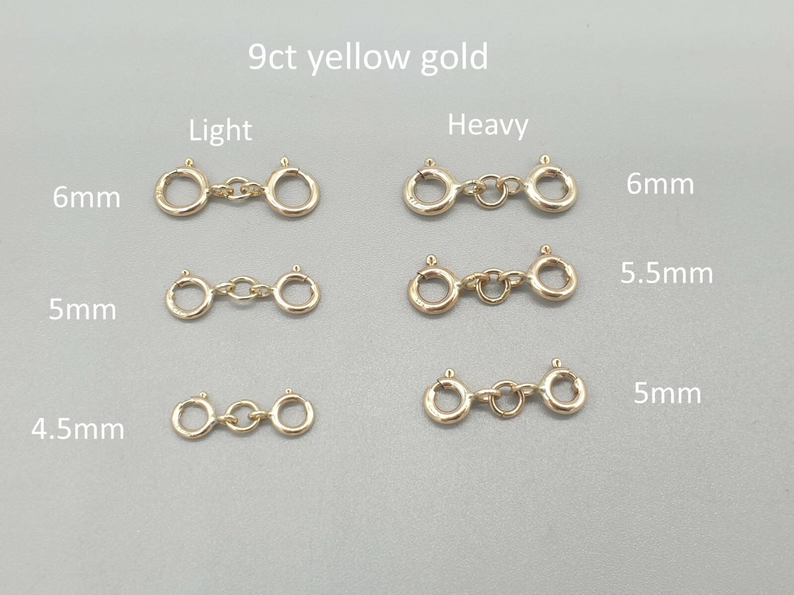 9ct Gold Clasp Connector 9K Solid Yellow Gold 2 Bolt Spring Ring Replacement 1pc