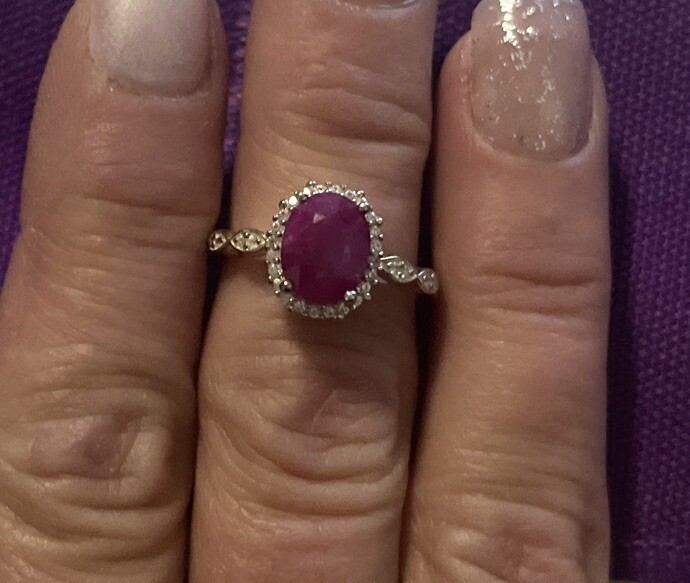 Kenyan Ruby & White zircon Sterling Silver Ring Size 7 2.70cts