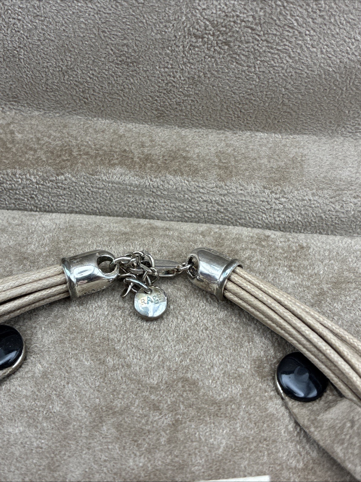 2005 RAGE Branded Tan Multi Cord Necklace/Choker w/ 925 Sterling Silver Ends 16”