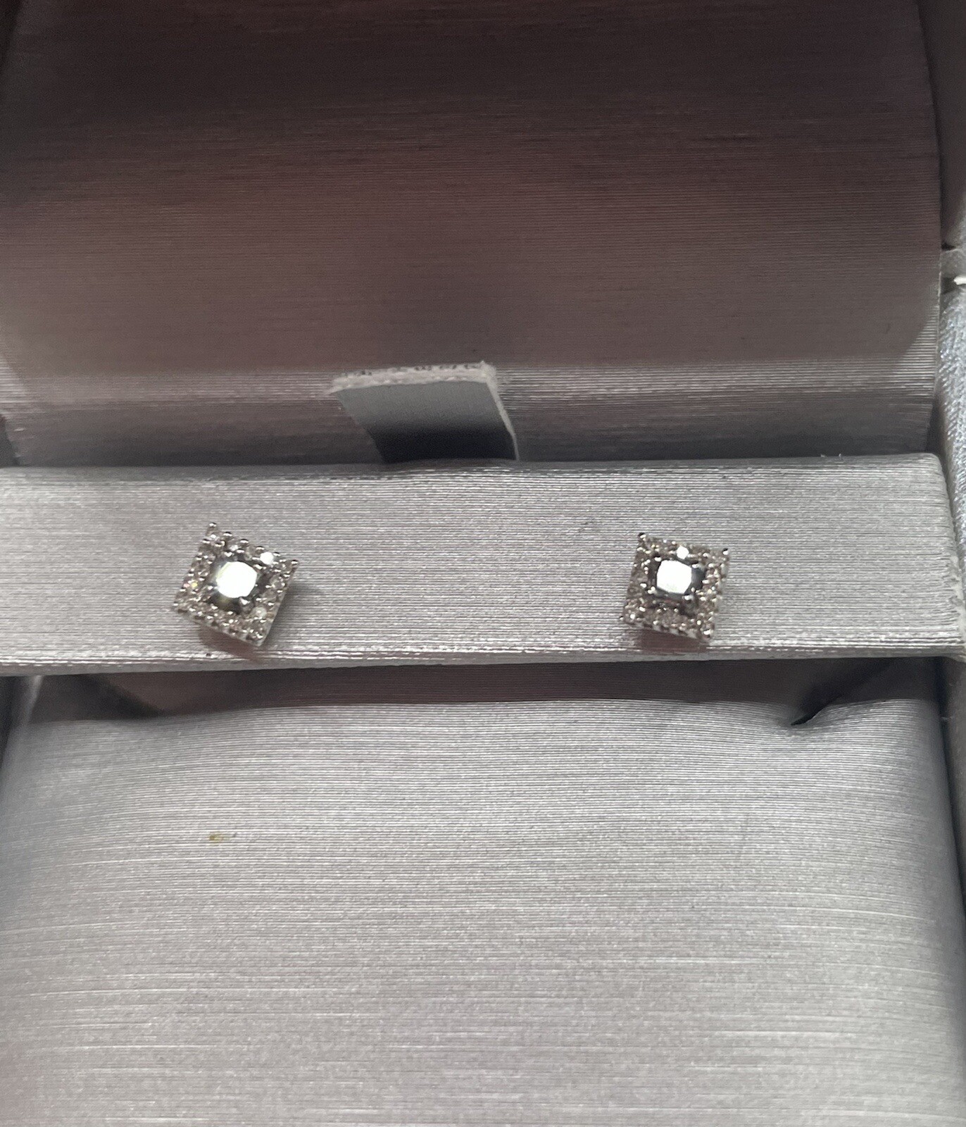 14K White Gold Square Earrings Studs With Black And White Diamonds, Zales