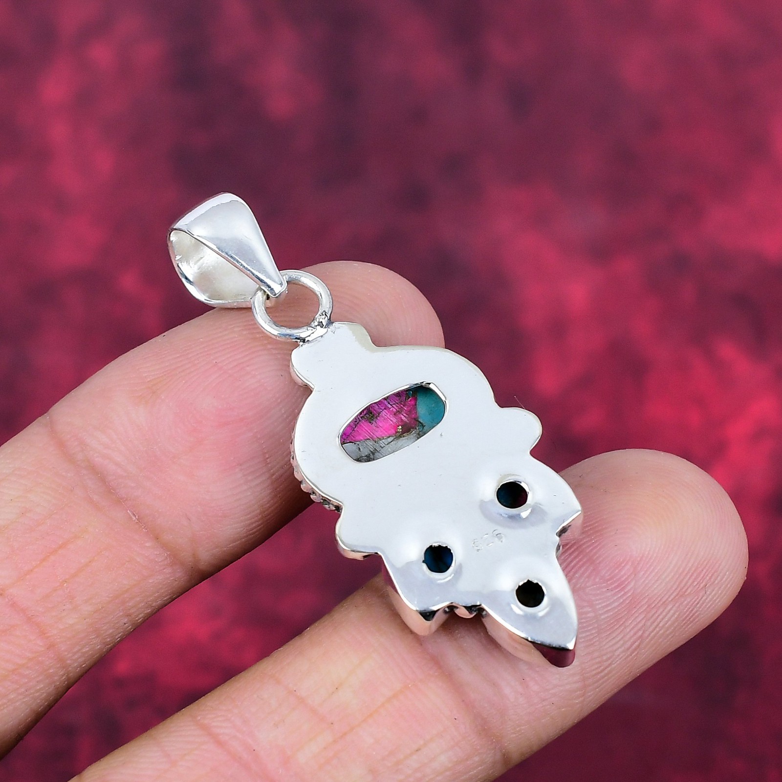 Cotton Candy Turquoise Gemstone Handmade 925 Solid Silver Pendant Jewelry Gifts