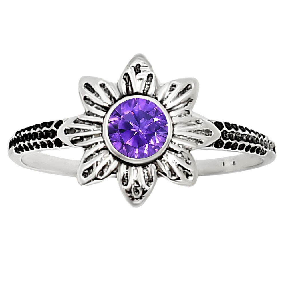 Natural Amethyst – Brazil 925 Sterling Silver Ring s.7 Jewelry R-1710