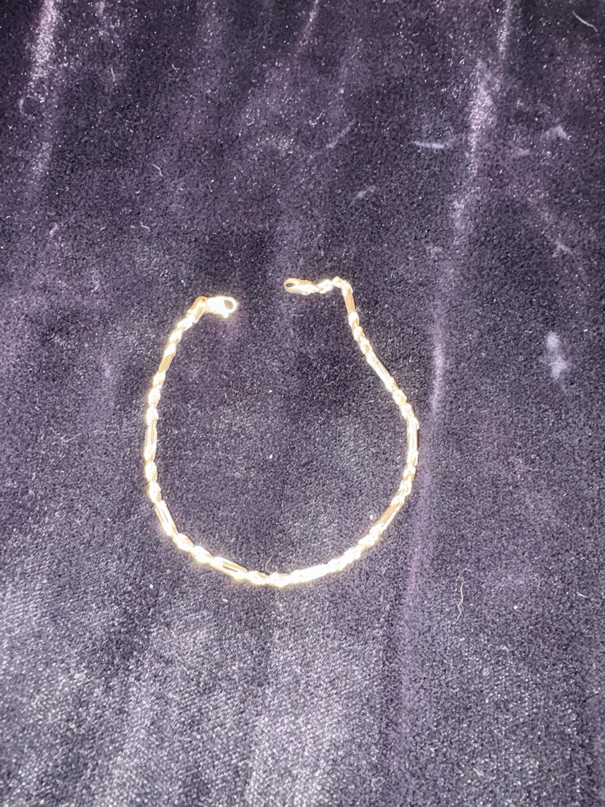 14k gold bar rope bracelet 7 Inch
