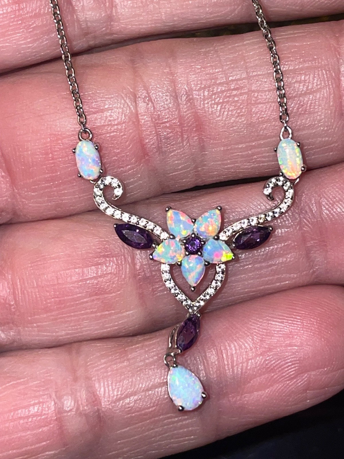 new 925 solid sterling sliver zales stunning opal and tamzantite