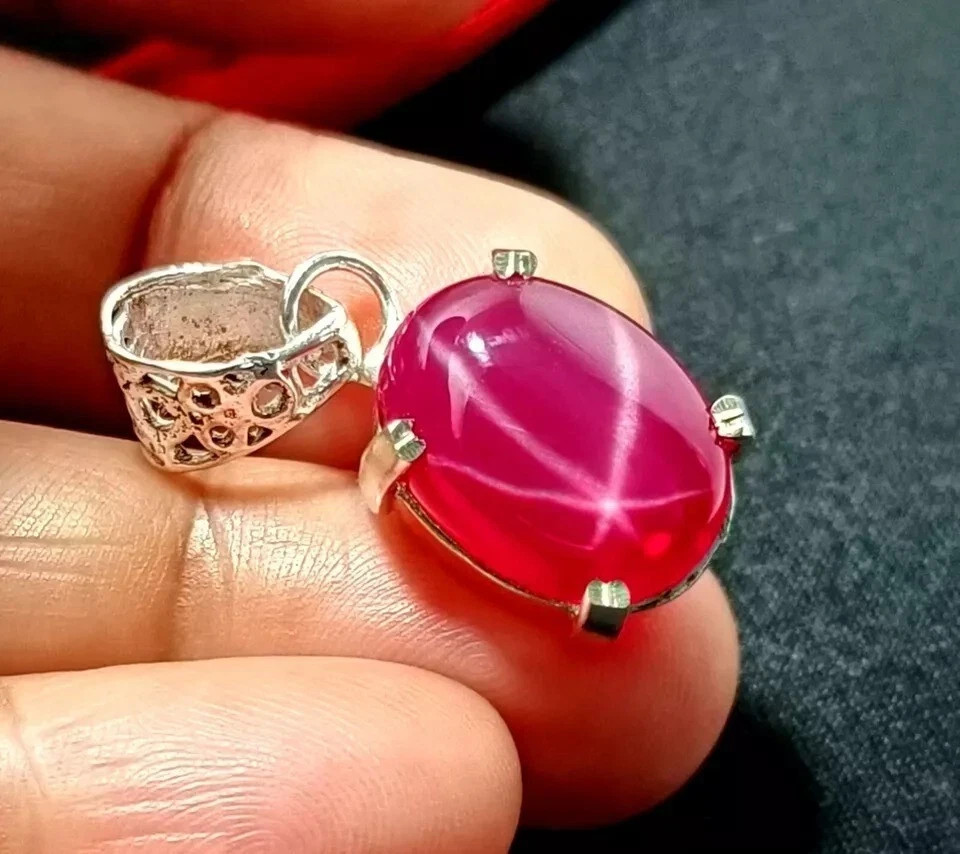 Natural Red Star Ruby 21 Ct Oval Cut Pendant AGL Certified Loose Gemstone