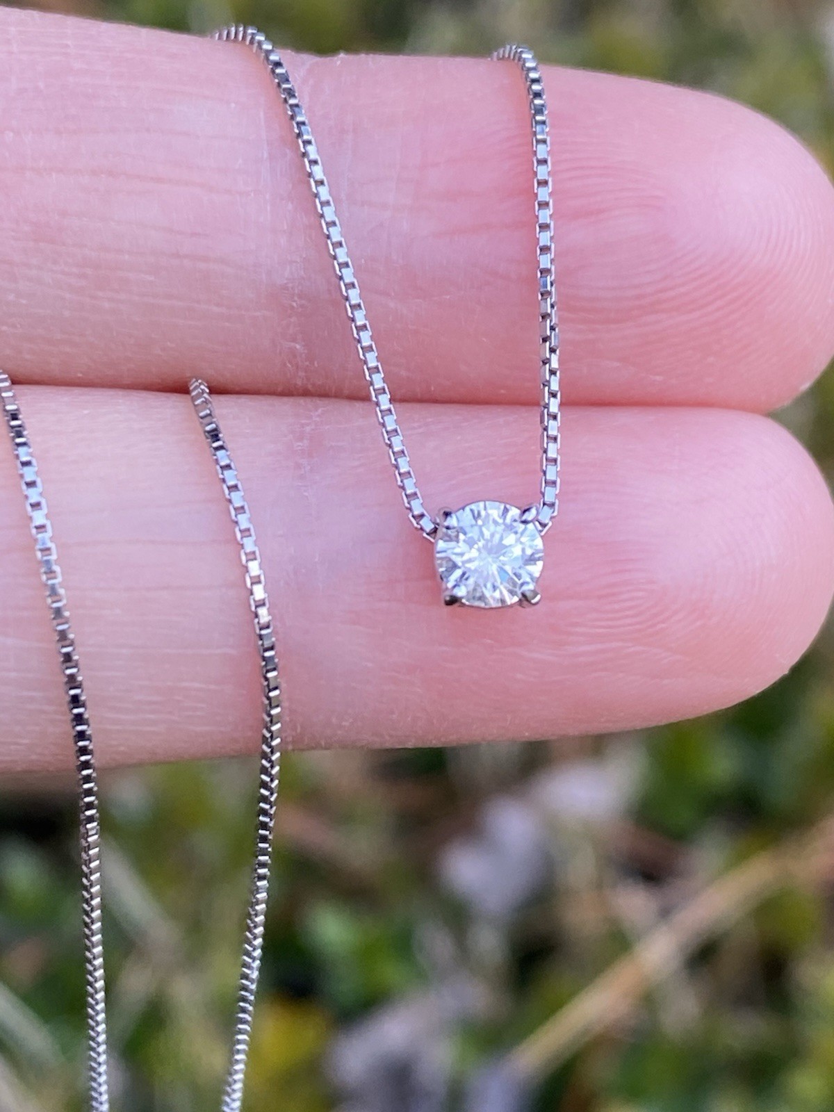 Platinum 0.22CT 100% Natural Round Diamond Pendant Necklace