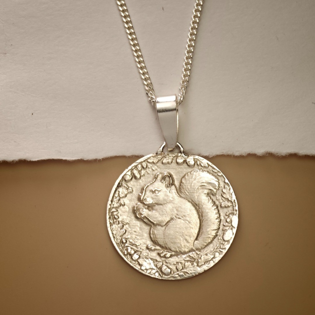Squirrel Necklace Sterling Silver Woodland Animal Engraved Gift Handmade Engrave