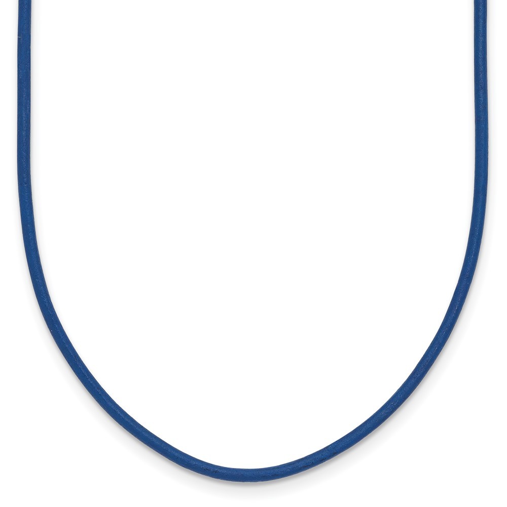 14k Yellow Gold Clasp 1.5mm Royal Blue Leather Cord Necklace 18″