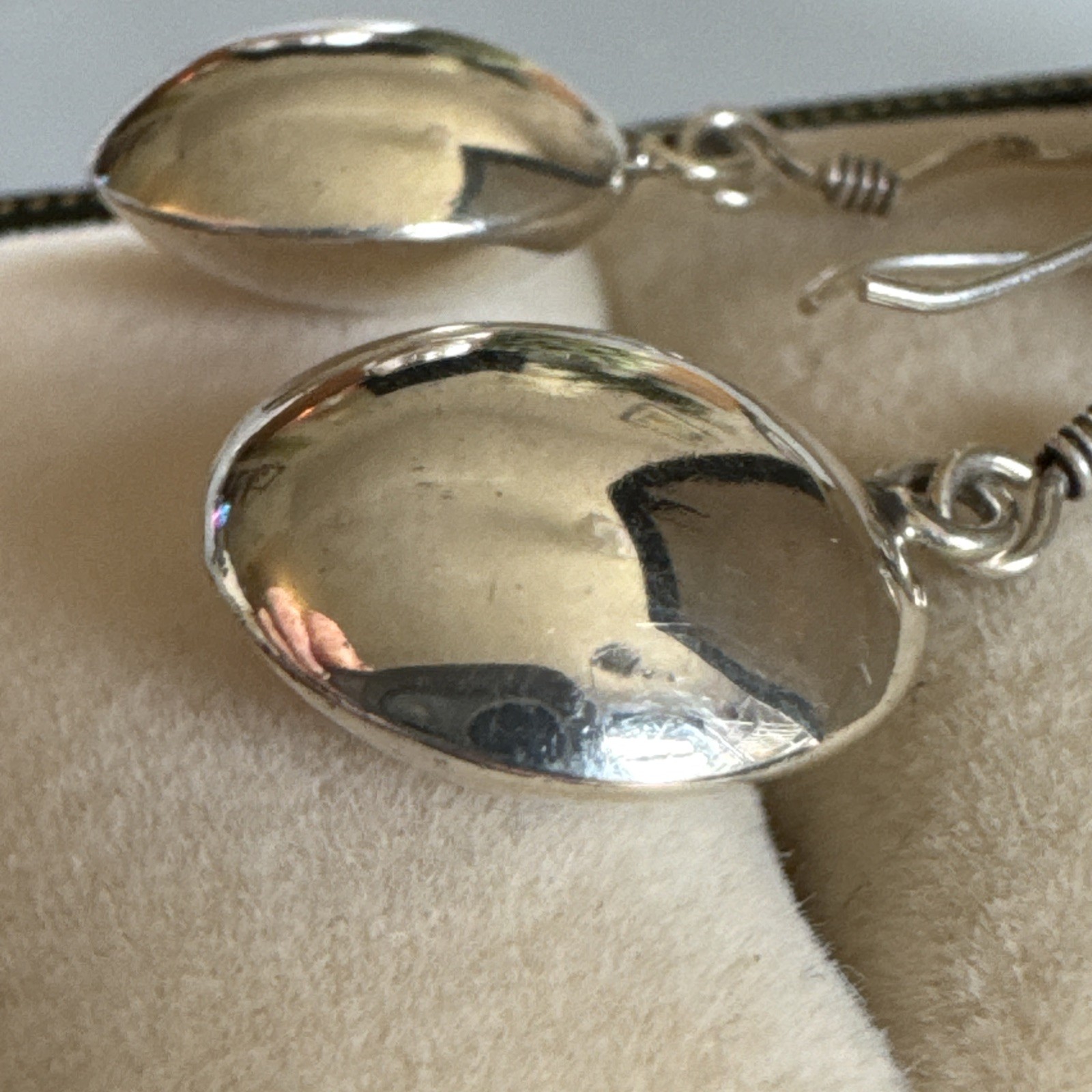 Sterling Silver 925 Small Disc Dangle Drop Simple Style Earrings Gift Idea 33mm