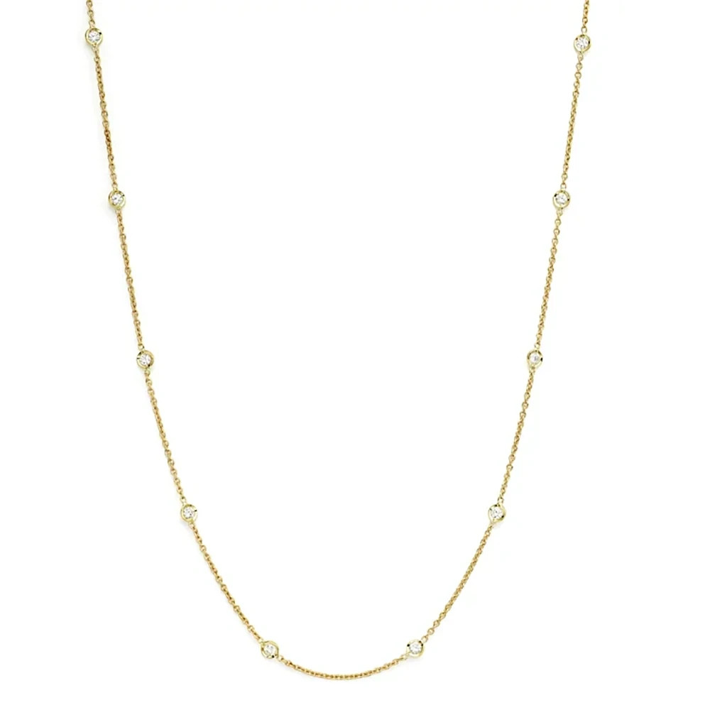 ROBERTO COIN 18K Yellow Gold Diamonds by the Inch 10 Station Necklace.
