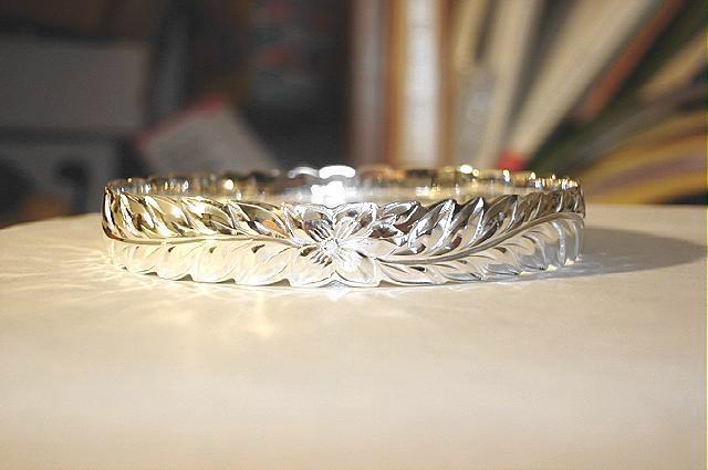 10MM BM SOLID 925 STER SILVER HAWAIIAN TROPICAL ROYAL LEI MAILE CUTOUT BANGLE