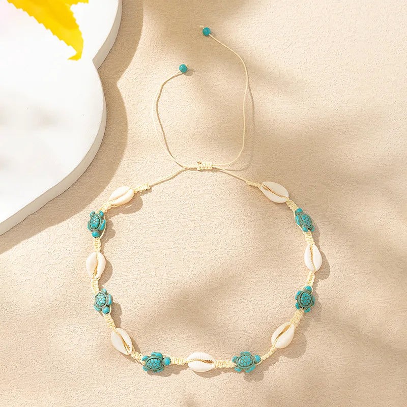 2026 Summer Boho Cowrie Shell Choker Necklace for Women Girls Y2K Cute Blue Star