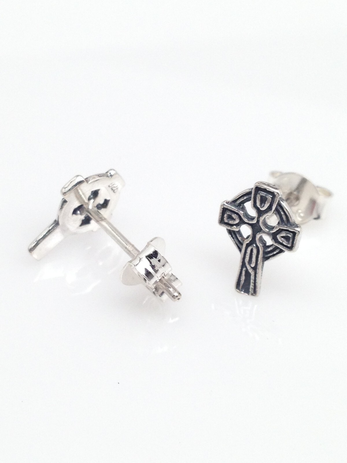 Celtic Cross Post Stud Earrings 925 Sterling Silver Small Stud 9mm(0.35″)