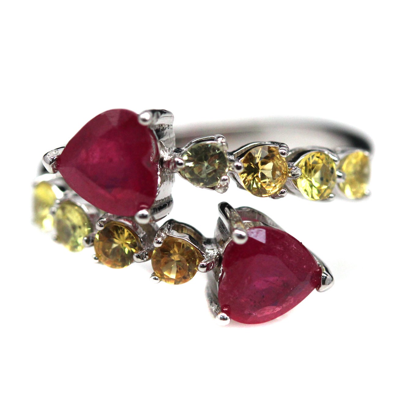 Thai Handmade 6 x 6 mm. Red Ruby Yellow Sapphire Ring Size 7