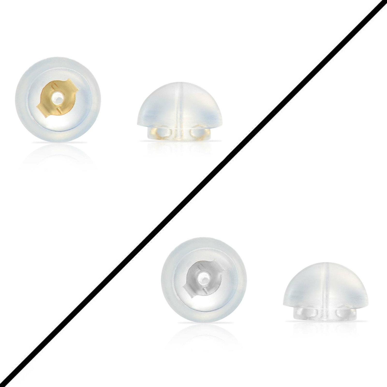Silicone Covered 14K Solid Gold Replacement Backings for Pushback Earrings