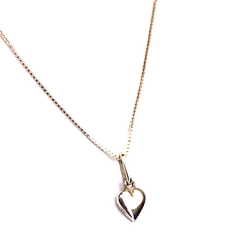 16” Stamped Silver 925 Dainty Thin Box Chain Tiny Heart Necklace Made In Italy