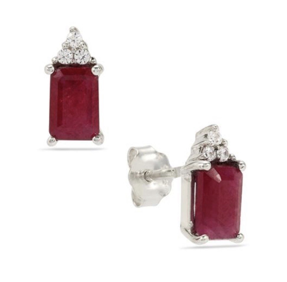 Gemporia NOT ENHANCED Bharat Ruby Stud Earrings | Sterling Silver BNWT COA Gift