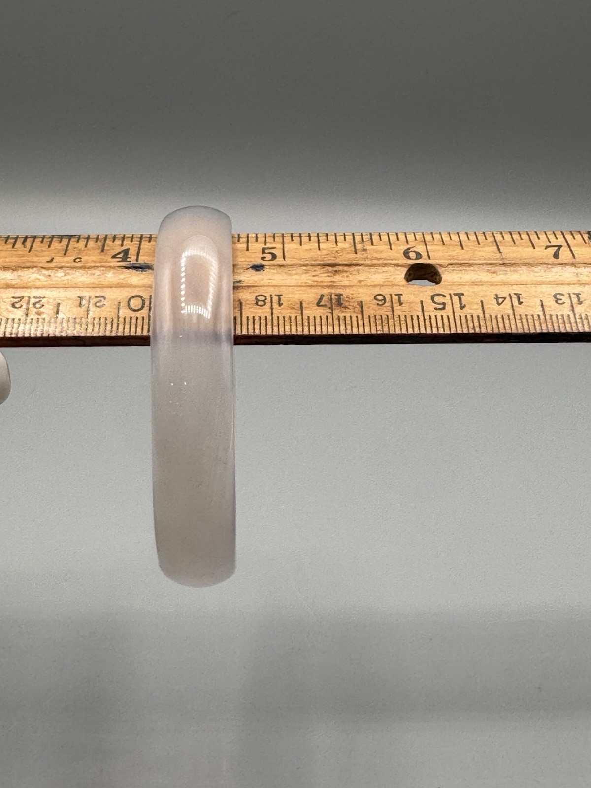 Icy Translucent Lavender White Natural Stone Bangle Bracelet 60mm 9mm