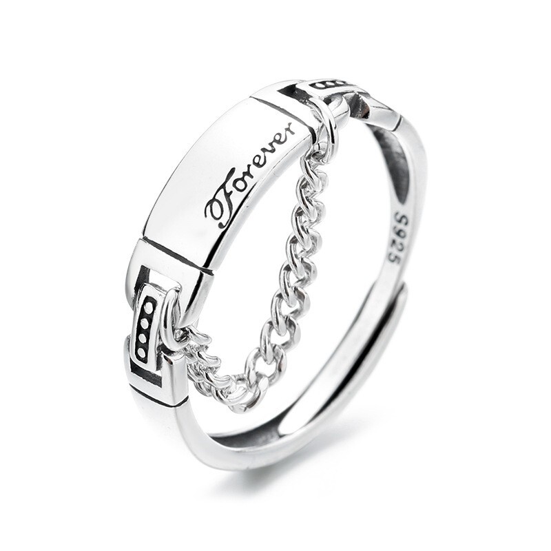 S925 “Forever” Ring Chain Design Elegant Message Jewelry for Women & Couples