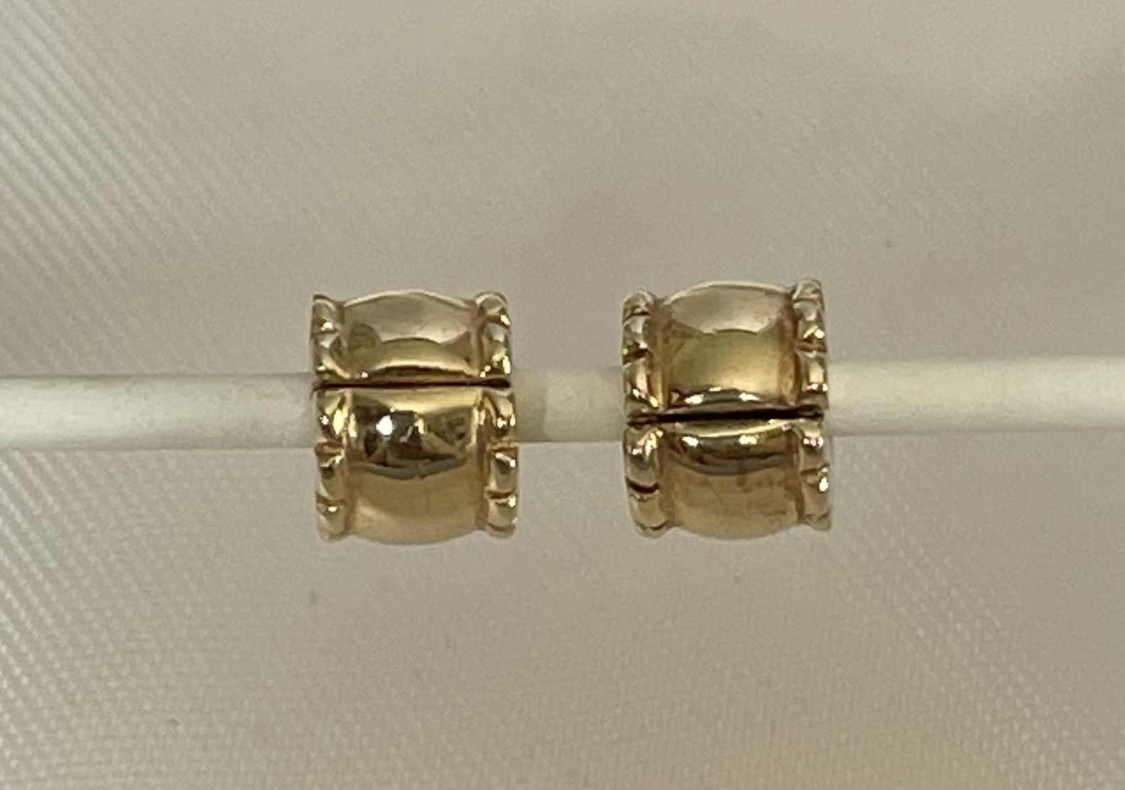 Pair Retired Pandora Solid 14kt 585 Yellow Gold Beveled Spacer Clip Charm 750256